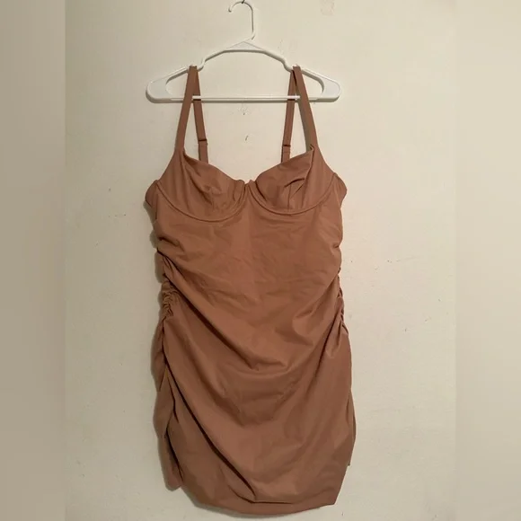 SKIMS sculpting swim ruched one piece in sienna - Picture 1 of 3
